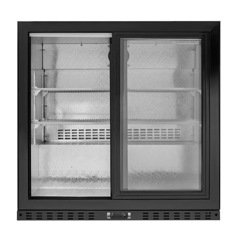 Rückbuffet Kühlschrank 208 L 175 W - 2 Schiebetüren aus Glas - 0/+8°C - Schwarzes Skinplate - Vitrine an