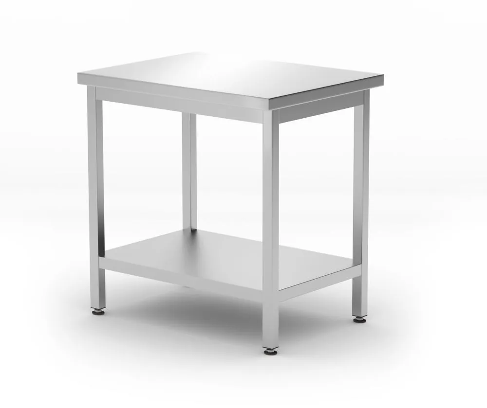 Zentraler Arbeitstisch Kitchen Line mit Regal - T 600 x B 800 mm