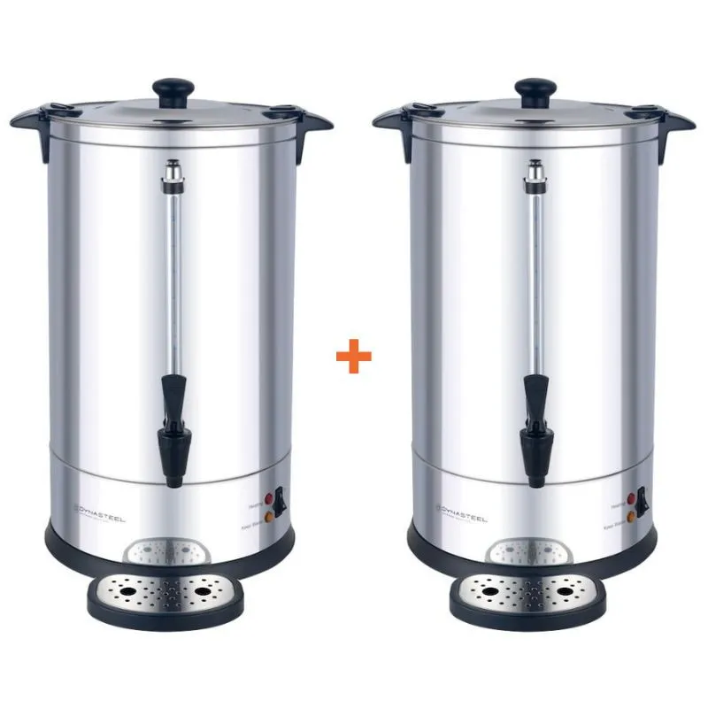 Pack de 2 Percolateurs à Café 7 L 950 W 48 Tasses, Inox, Filtre Permanent, Robinet de Service