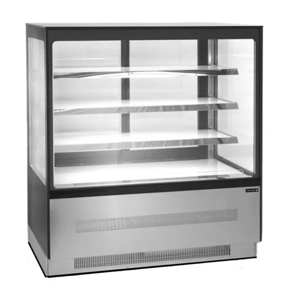 Schwarze Kühlvitrine Theke 2 Glastüren - 210 L