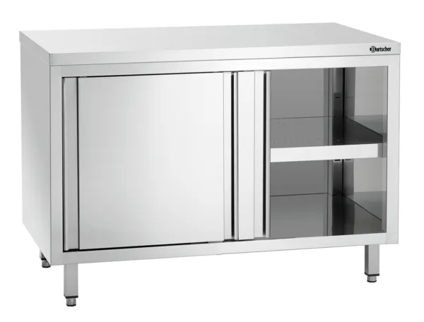 Meuble en Inox avec Portes Coulissantes et Etagère - L 1200 mm