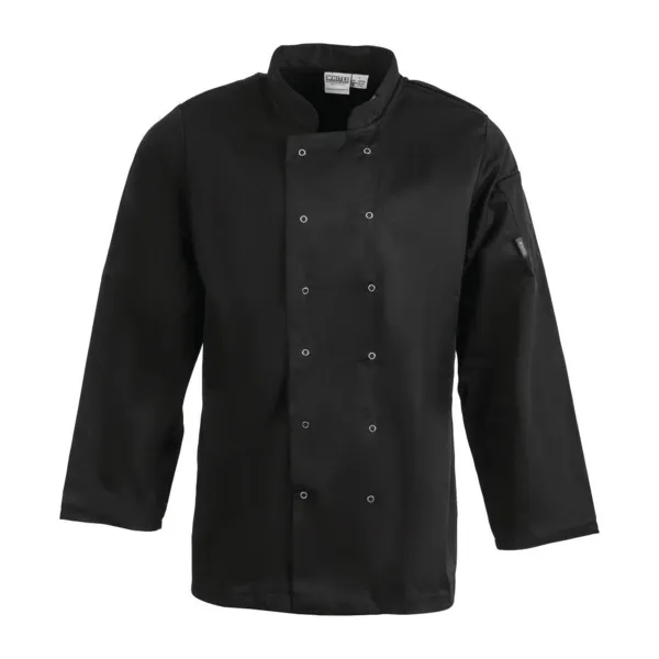 Schwarze Unisex-Kochjacke mit langen Ärmeln Vegas - Größe S