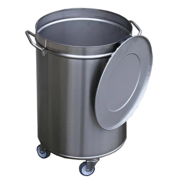 Mülleimer aus Edelstahl mit Rädern und Deckel - 50L