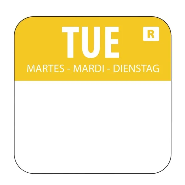 Etiquettes Alimentaires Jaune "Mardi" - Lot de 1000
