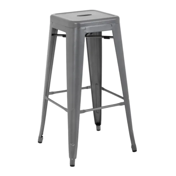 Hohe Hocker aus galvanisiertem Stahl in Metallic-Grau - 4er-Set