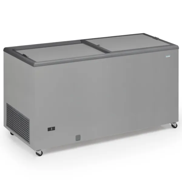Professionelle Gefriertruhe Edelstahloptik und undurchsichtiger Deckel - 500 L