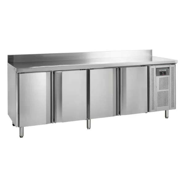Tischkühlschrank mit Edelstahlrückwand - 4 Türen - GN 1/1