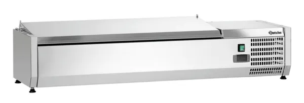 Edelstahl-Kühlaufsatzvitrine - 3 x GN 1/3 + 1 x GN 1/2
