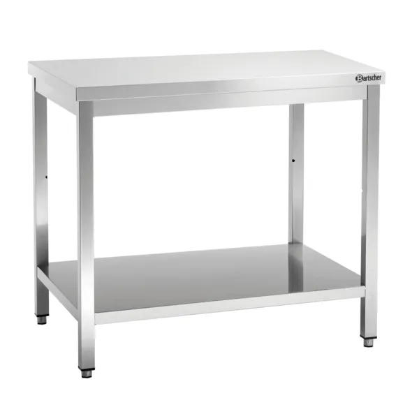 Edelstahltisch mit unterem Regal - T 700 mm - L 1200 mm