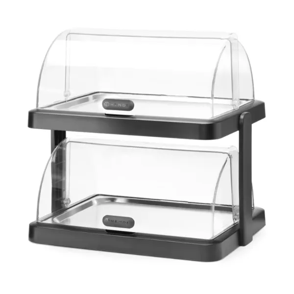 Buffetvitrine mit Schiebedeckel UNIQ - 2 Tabletts - Schwarz