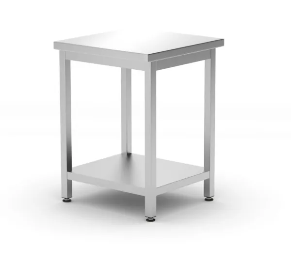 Zentraler Arbeitstisch Kitchen Line mit Regal - T 600 x B 600 mm