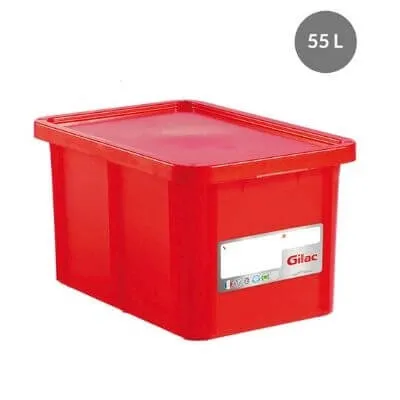 Rechteckiger Behälter 55 L + Roter Deckel HACCP