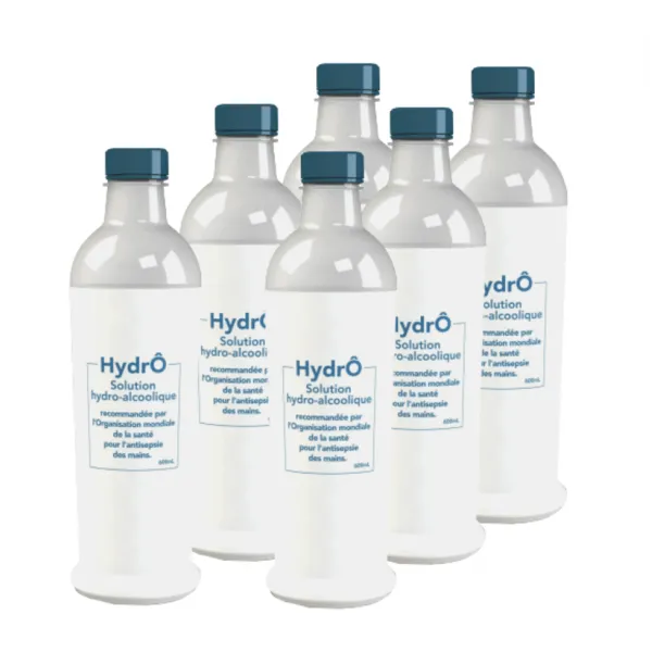 Solution Hydro-Alcoolique en Bouteille - Lot de 6 x 600 ml