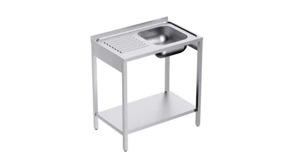Plonge 1 Bac avec Etagère et Egouttoir à Gauche - L 1000 x P 500 mm - Reconditionnée